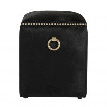 HARRISON BLACK HAIR ON HIDE DECO STOOL