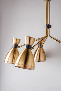 SOLARIS AGED BRASS MID CENTURY CHANDELIER 