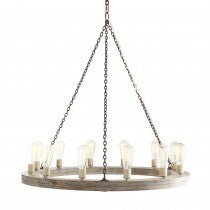 GEORFFREY 12 LIGHT WOOD CHANDELIER 