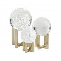 MACARTHUR GLASS GLOBE SCULPTURES, SET OF 3