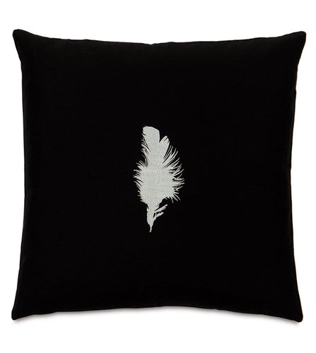TUXEDO FEATHER EMBROIDERED THROW PILLOW
