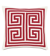 MEDITTERRANEAN RED MEANDROS OUTDOOR THROW PILLOW