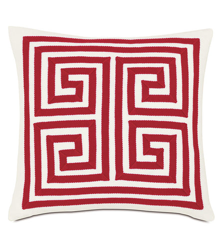MEDITTERRANEAN RED MEANDROS OUTDOOR THROW PILLOW