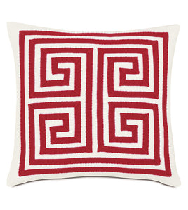MEDITTERRANEAN RED MEANDROS OUTDOOR THROW PILLOW