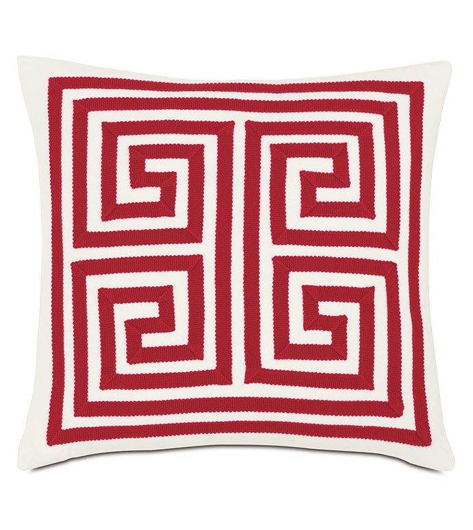 MEDITTERRANEAN RED MEANDROS OUTDOOR THROW PILLOW