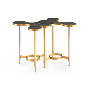 CLOVER SIDE TABLE GOLD LEAF AND BLACK MARBLE 