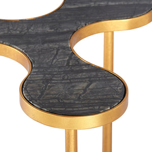 CLOVER SIDE TABLE GOLD LEAF AND BLACK MARBLE 