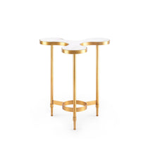 CLOVER SIDE TABLE GOLD LEAF AND WHITE MARBLE 