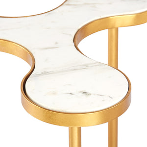 CLOVER SIDE TABLE GOLD LEAF AND WHITE MARBLE 
