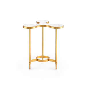 CLOVER SIDE TABLE GOLD LEAF AND WHITE MARBLE 