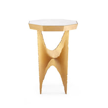 CRANE GOLD LEAF AND WHITE MARBLE ACCENT TABLE 