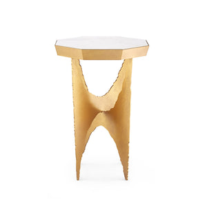 CRANE GOLD LEAF AND WHITE MARBLE ACCENT TABLE 