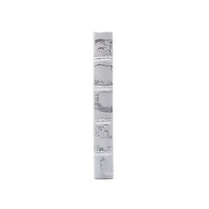 SILVER LEAF AND WHITE DECORATIVE LINEAR FOOT OF SKULL BOOKS 