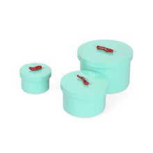 SARDINIA ROUND NESTING BOXES, TURQOISE AND RED