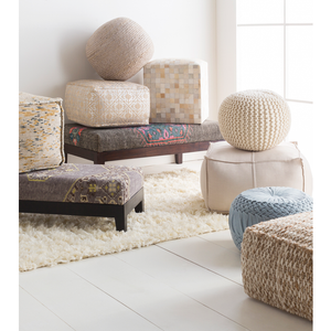 ALANA WOOL ROUND OTTOMAN CREAM, CAMEL, DENIM 