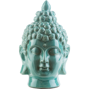 BUDDHA CERAMIC STATUE GREY, YELLOW, TEAL, BLUE 