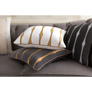 CANDICE OLSON GRAPHIC STRIPE PILLOW GRAPHITE OR WHITE 22'X22'