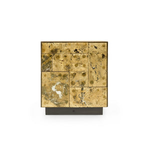 LEGER SIDE TABLE IN ANTIQUE MIRROR AND GOLD 