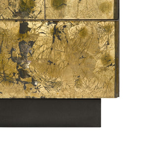 LEGER SIDE TABLE IN ANTIQUE MIRROR AND GOLD 