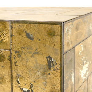 LEGER SIDE TABLE IN ANTIQUE MIRROR AND GOLD 