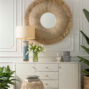 CASEY RAFFIA PORTHOLE MIRROR