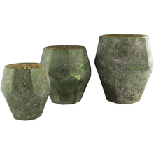 NAYLA GLASS VASES SET OF THREE GOLD OR GREEN 