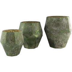 NAYLA GLASS VASES SET OF THREE GOLD OR GREEN 